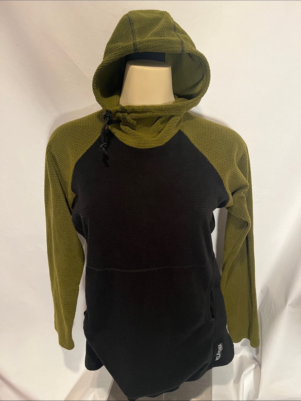 Melanzana Olive Green and Black Turtleneck Hoodie Sweater